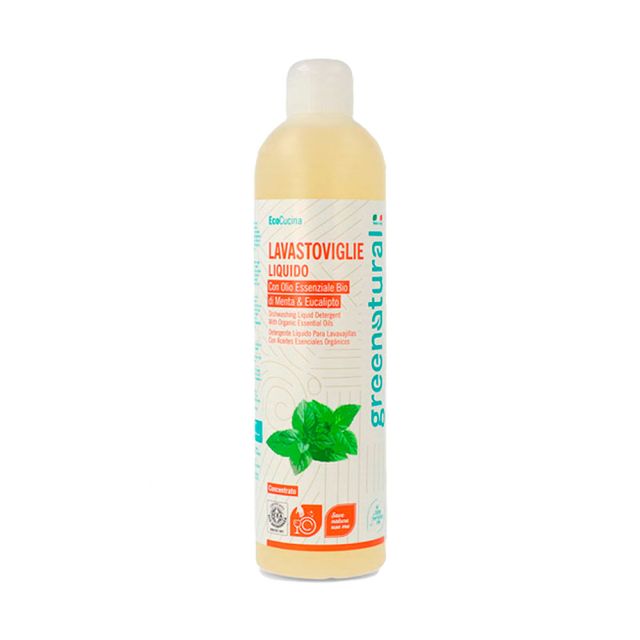 Detersivo liquido lavastoviglie ecologico Greenatural menta ed eucalipto - flacone da 500ml