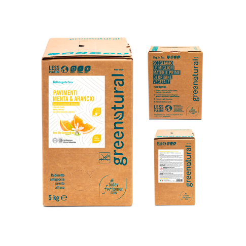 Detersivo ecologico pavimenti Greenatural menta e arancio - bag in box da 5kg