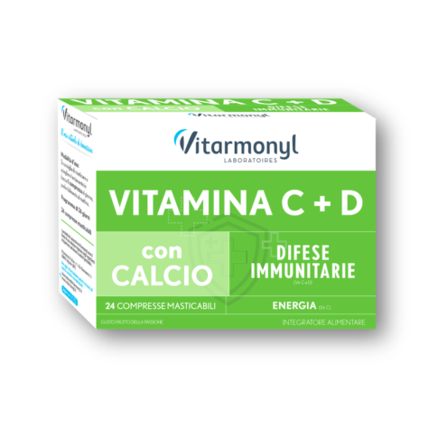 Integratore alimentare Vitamina C+D con Calcio Vitarmonyl - 24 compresse masticabili