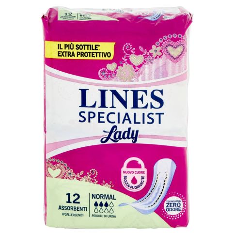 Assorbenti Incontinenza Lines Specialist Lady Normal - Pacco 12 pezzi