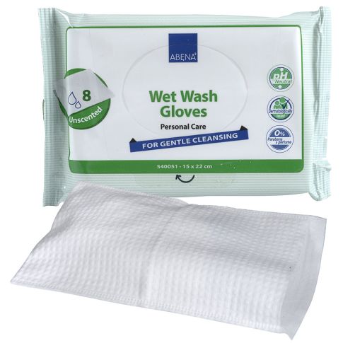 Guanti lavanti a manopola Abena Wet Wash - confezione da 8 pezzi