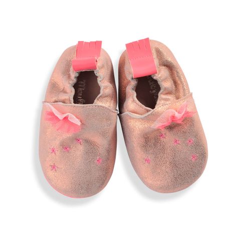 Baby Slippers in morbida pelle Moulin Roty 0/6 mesi Tartempois Rosa